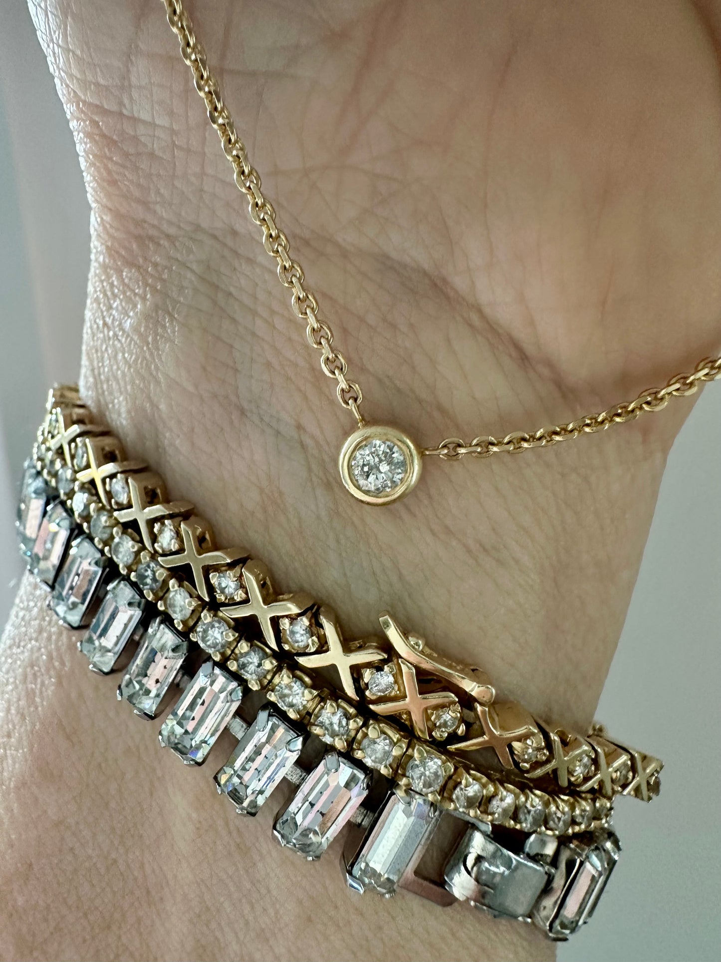 14k gold baby biker bezeled  diamond necklace