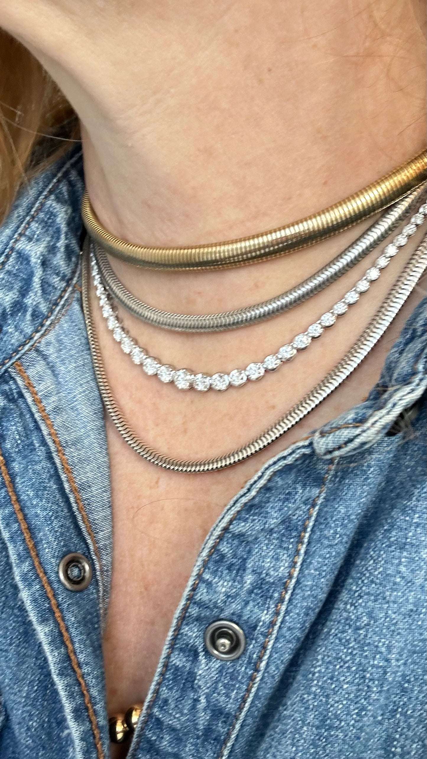 Vintage Forstner sterling silver snake chain neck necklace