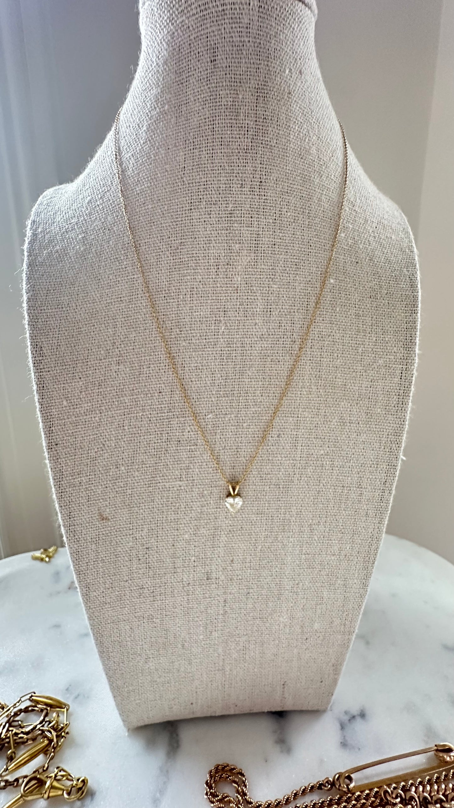 14k Heart Cut natural diamond solitaire necklace