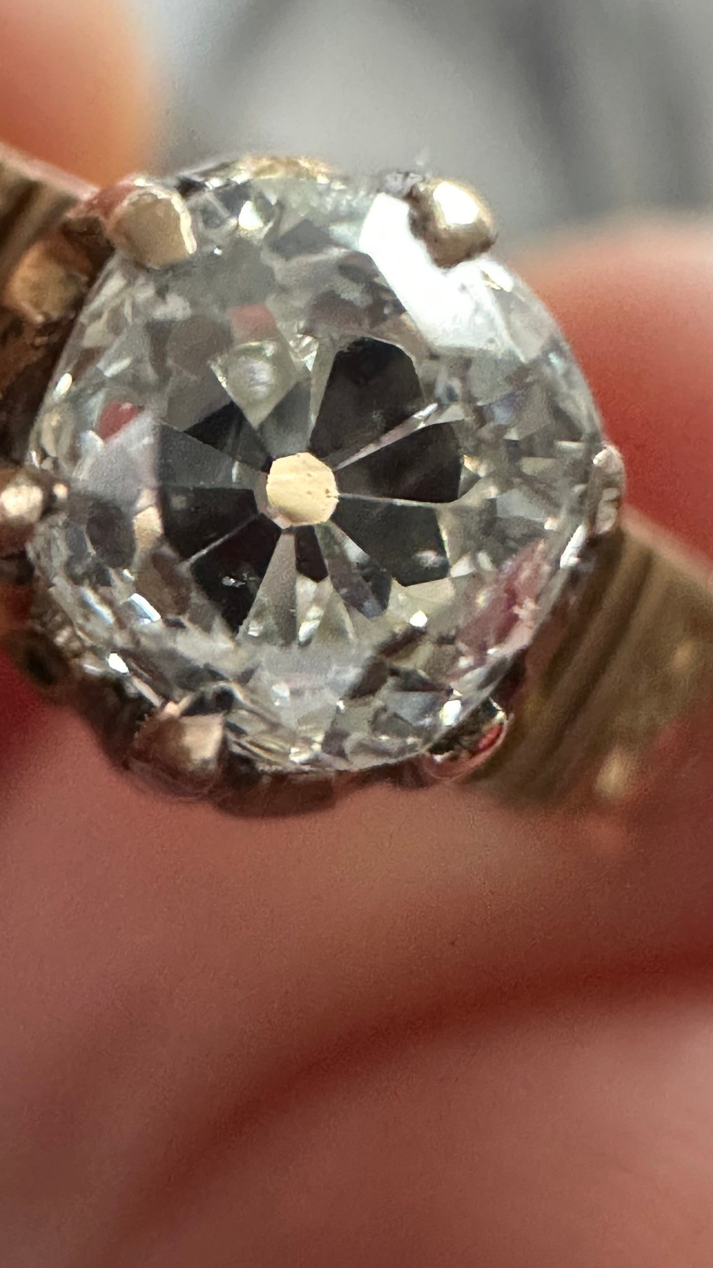 Antique Victorian 14k Gold 0.47 Ct Old Cushion Diamond Solitaire Engagement Ring