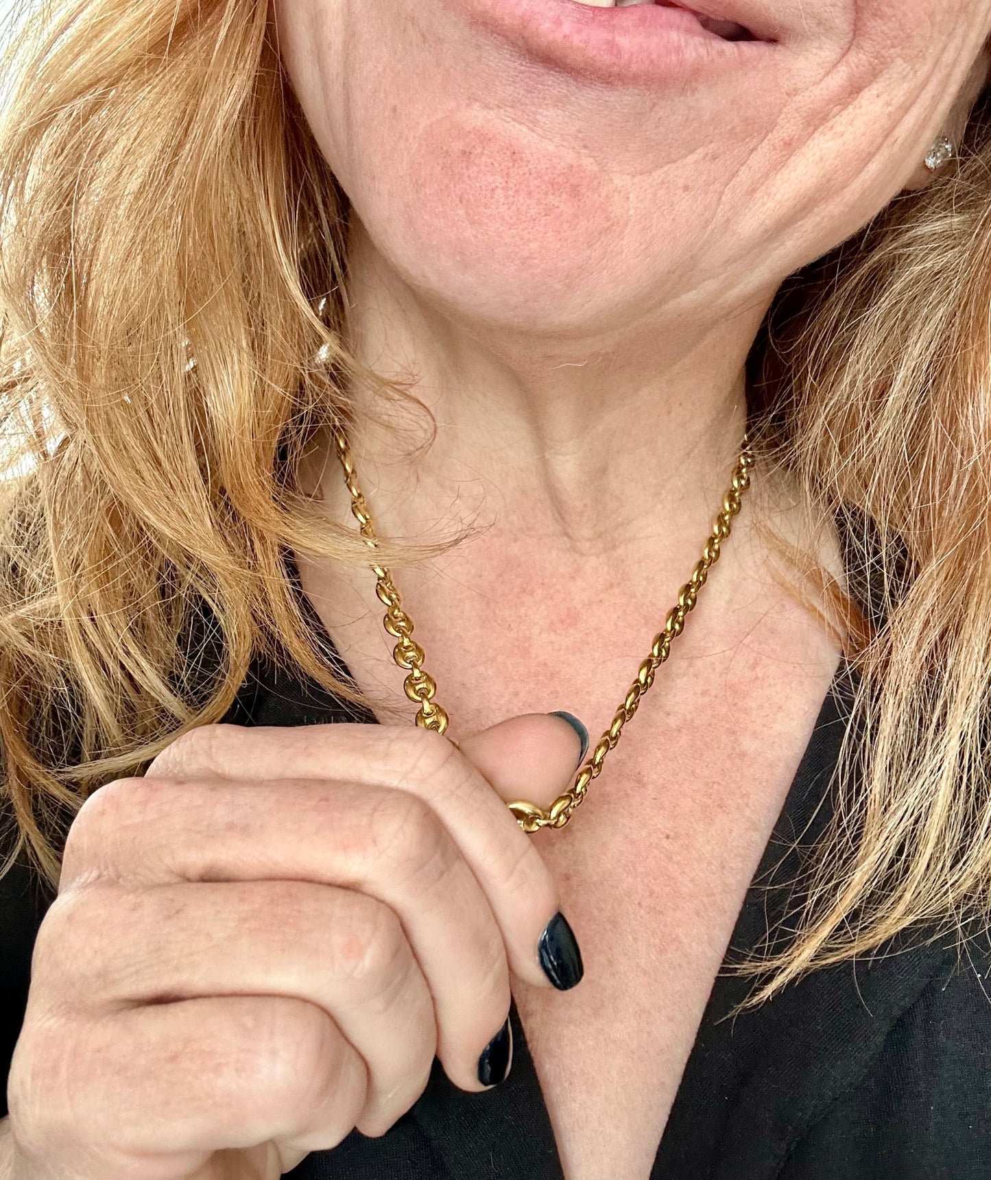 Vintage 18k Italian gold mariner puffy necklace 19.5”