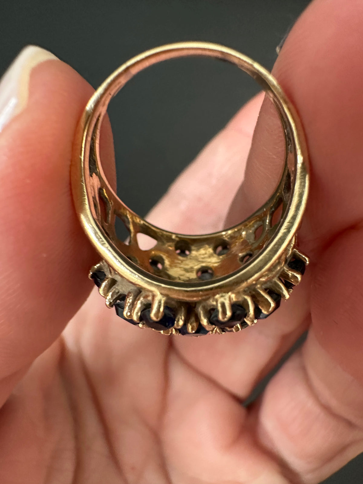 Vintage 14k Sapphire Diamond Dome Ring