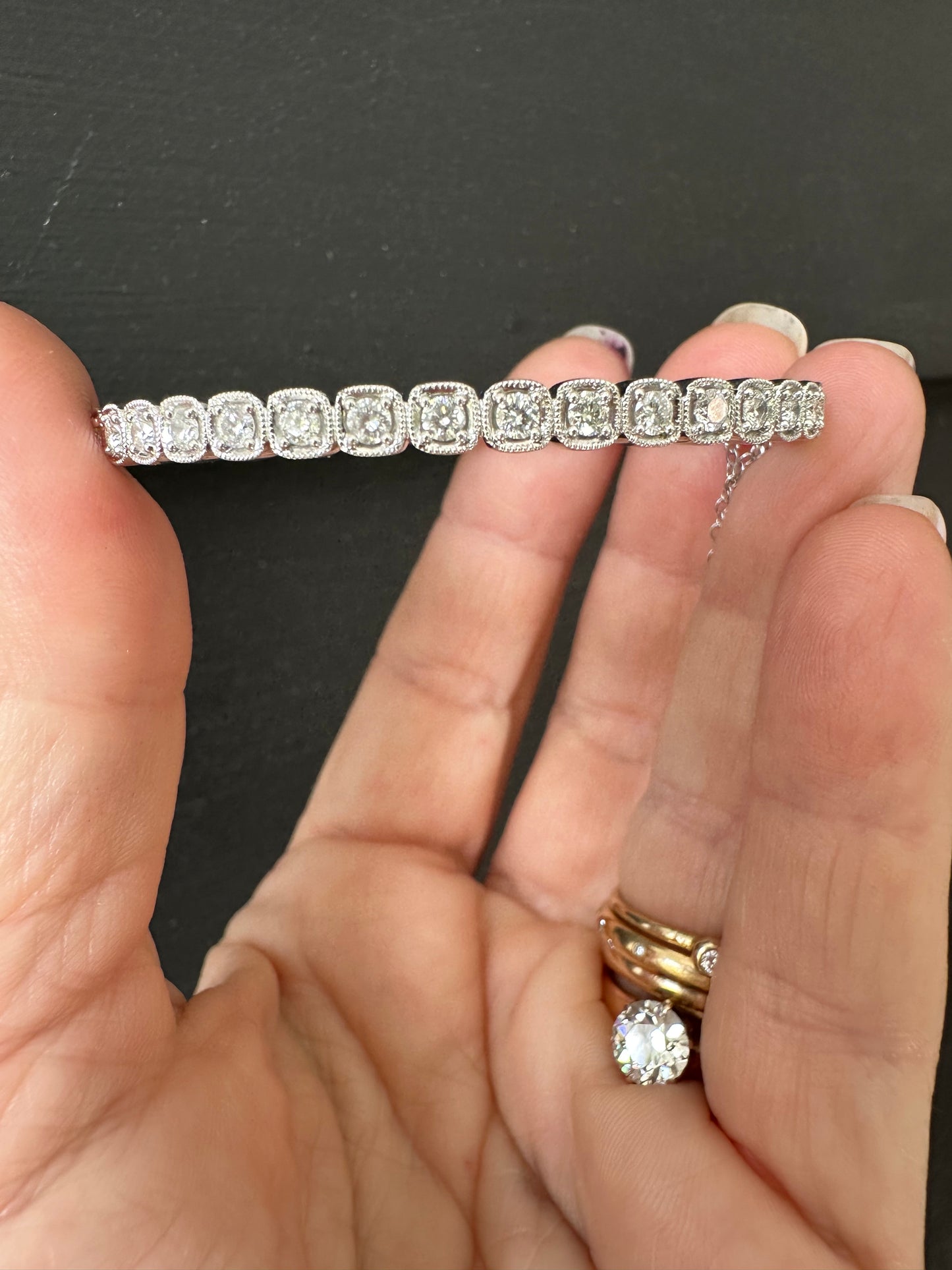 Vintage 14K Gold Hinged Bangle | Art Deco Inspired