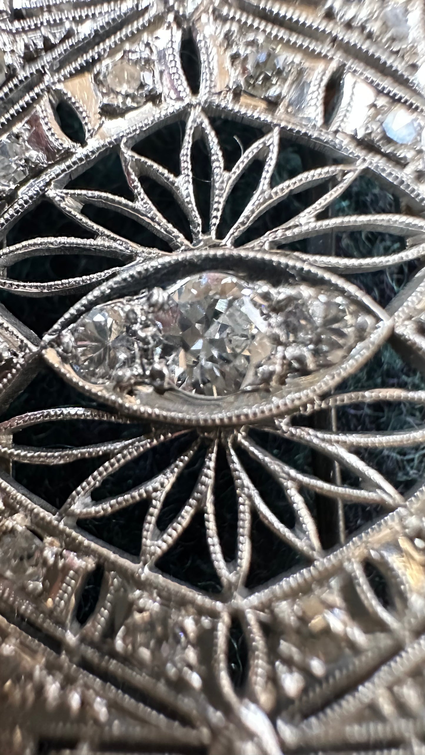 Art Deco Platnium and Diamond Pendant Brooch necklace