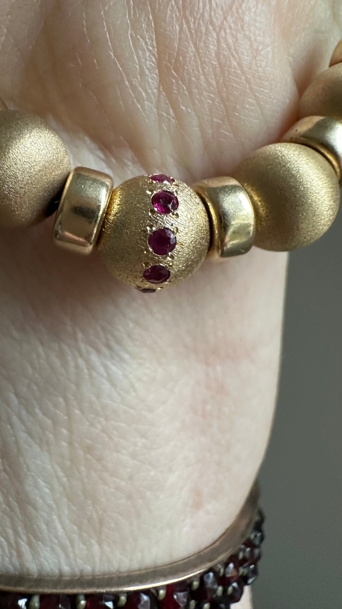 Vintage 14k gold beaded necklace with tourmalines