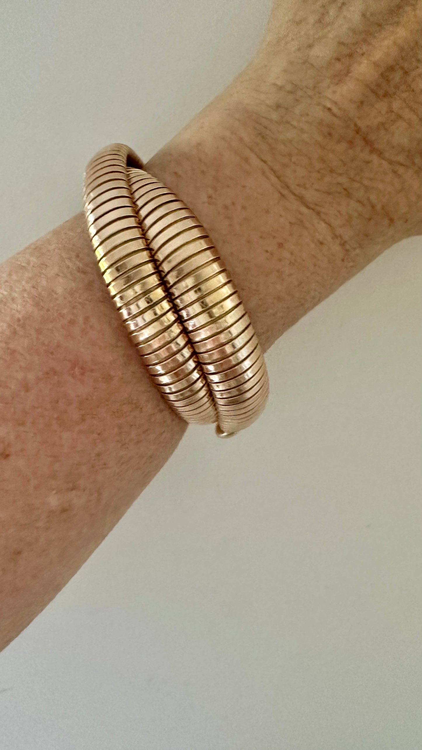 Vintage Italian 14K Gold Tubogas Wrap Bracelet | 70 Grams