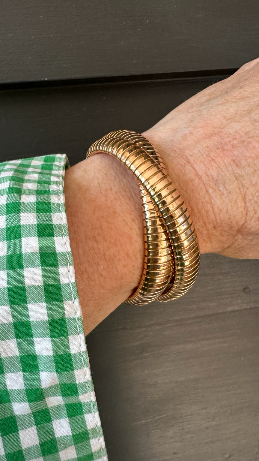 Vintage Italian 14K Gold Tubogas Wrap Bracelet | 70 Grams
