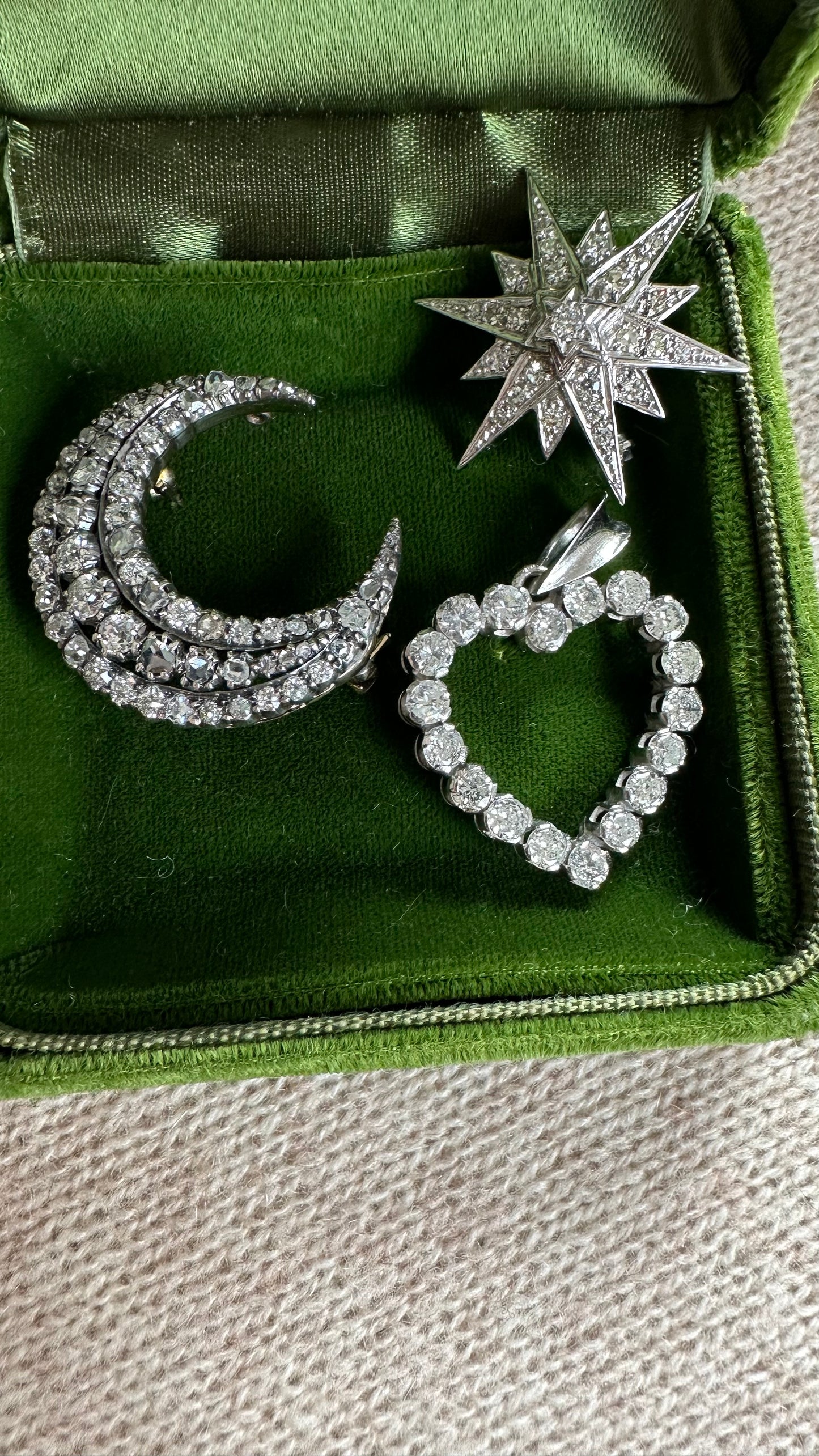 Victorian  diamond crescent brooch