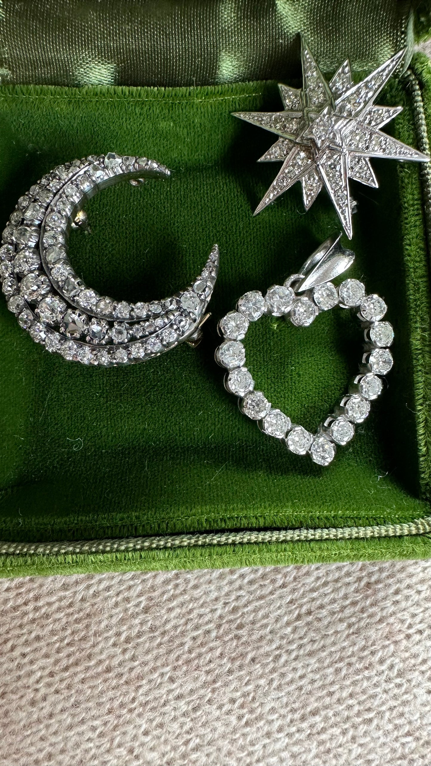 Victorian  diamond crescent brooch