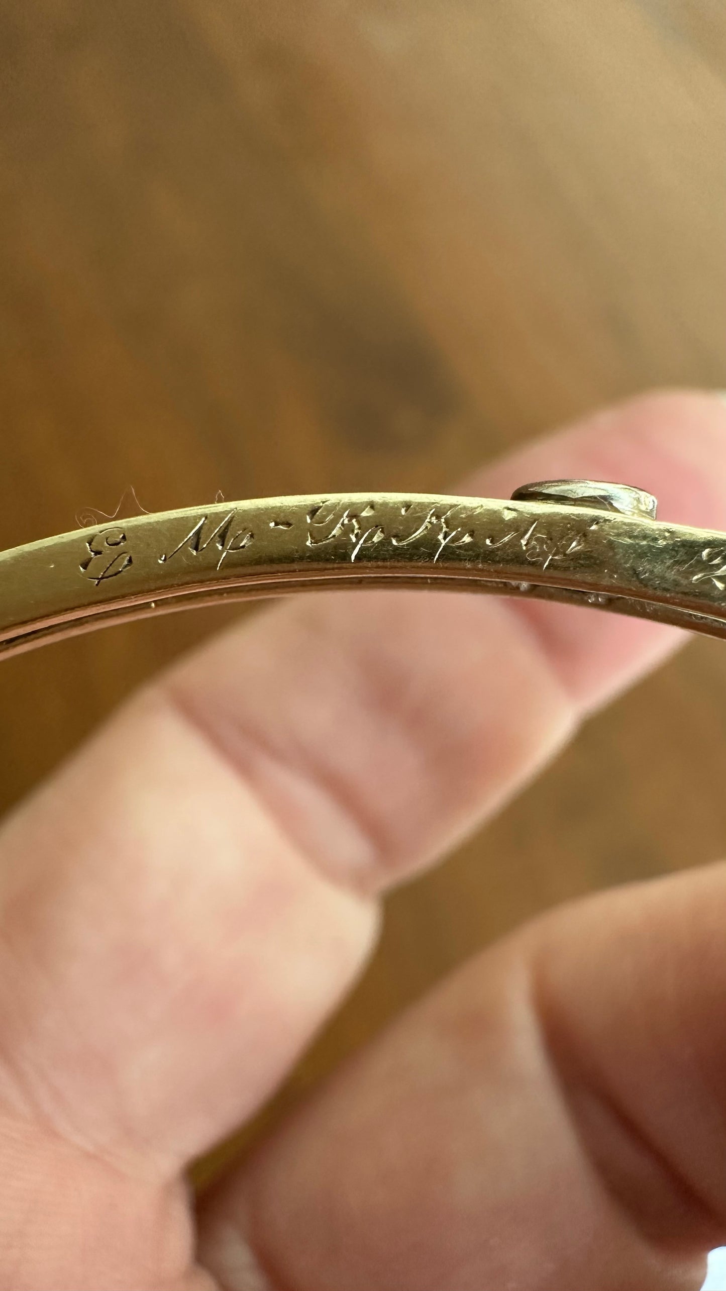 circa 1920 Art Deco Hand Engraved Gold Bezeled Diamond Bracelet