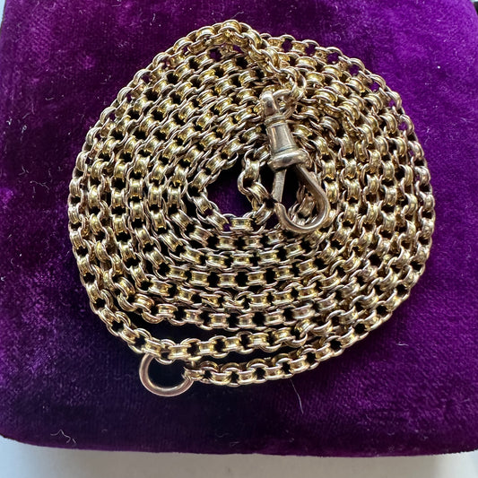 Antique 9ct Gold Ribbed Rolo Watch Chain – 28”  |  2.5 mm  Victorian / Edwardian Era