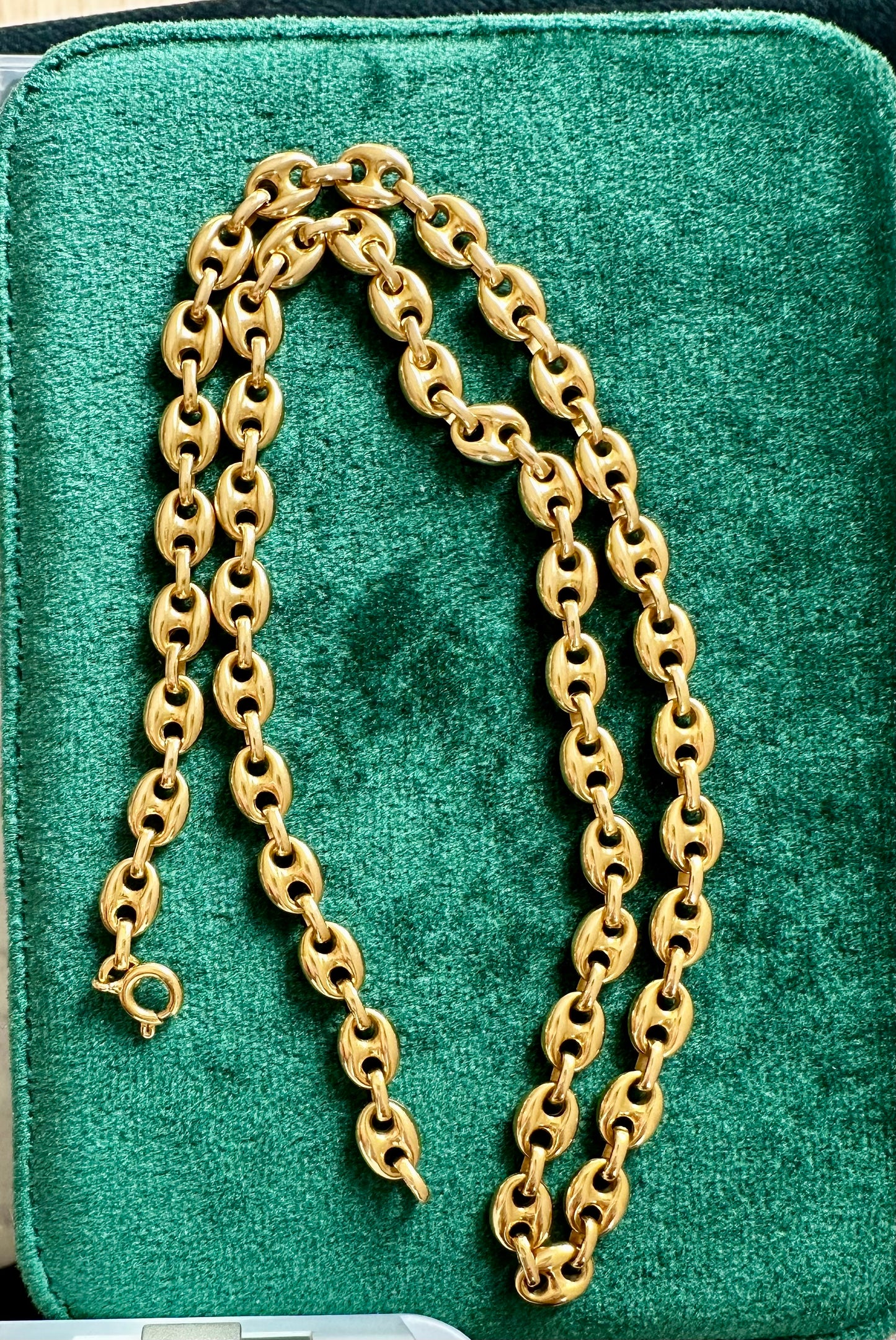 Vintage 18k Italian gold mariner puffy necklace 19.5”