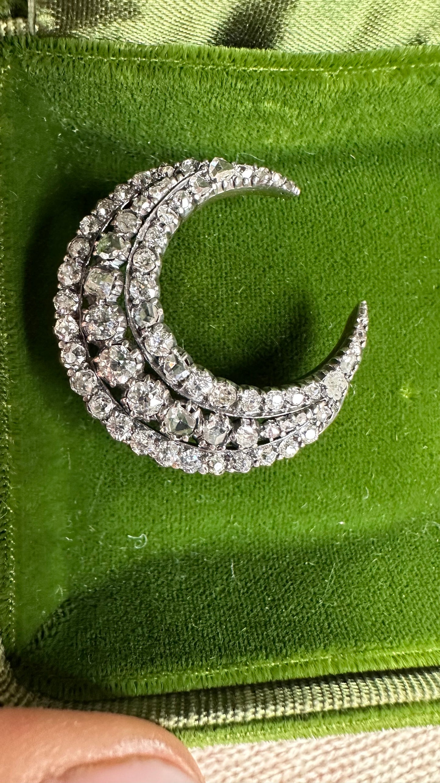 Victorian  diamond crescent brooch
