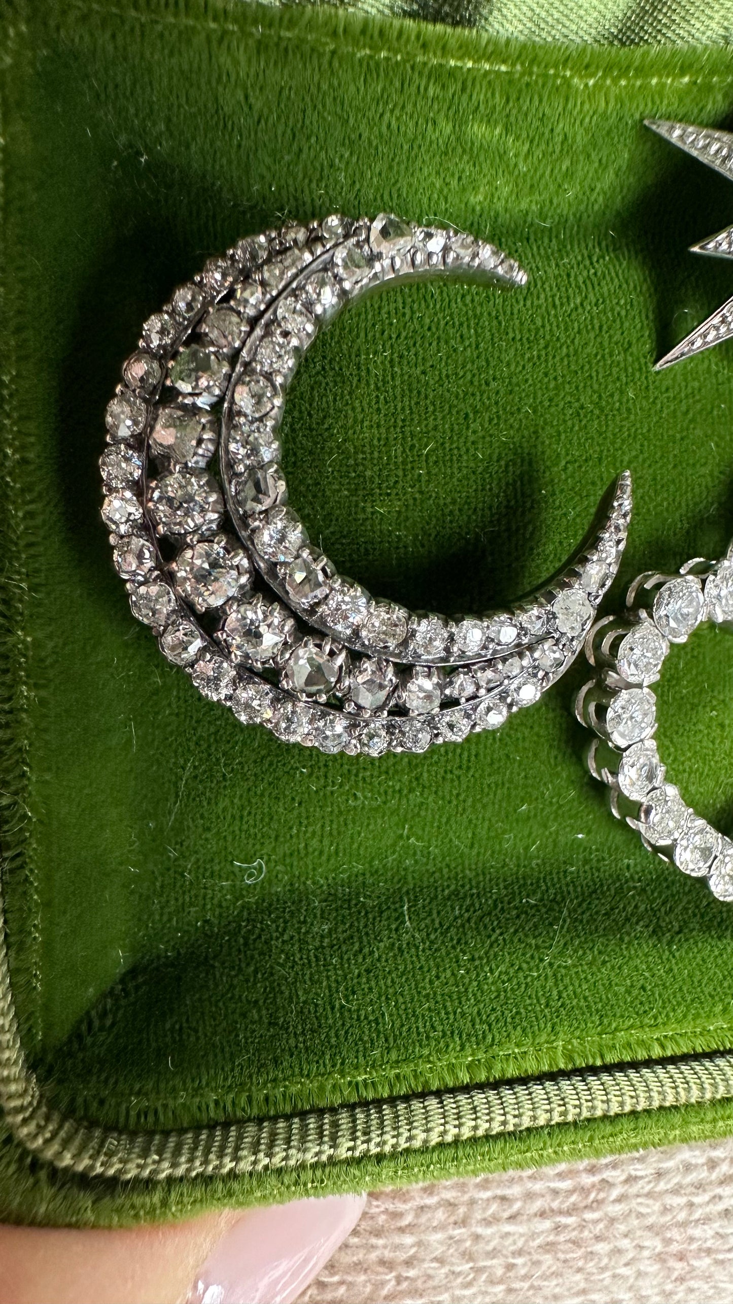 Victorian  diamond crescent brooch