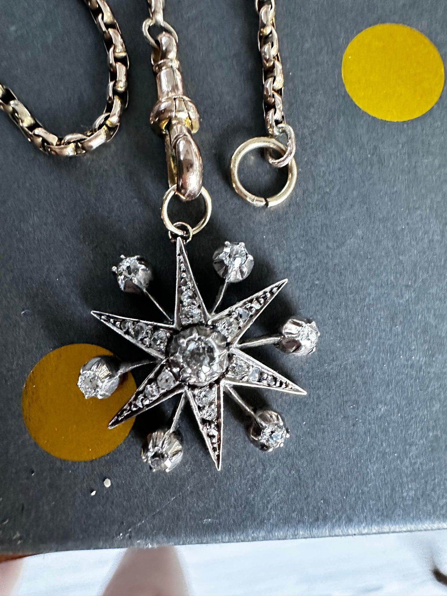 Victorian OMC Diamond Silver & Gold, Starburst Pendant