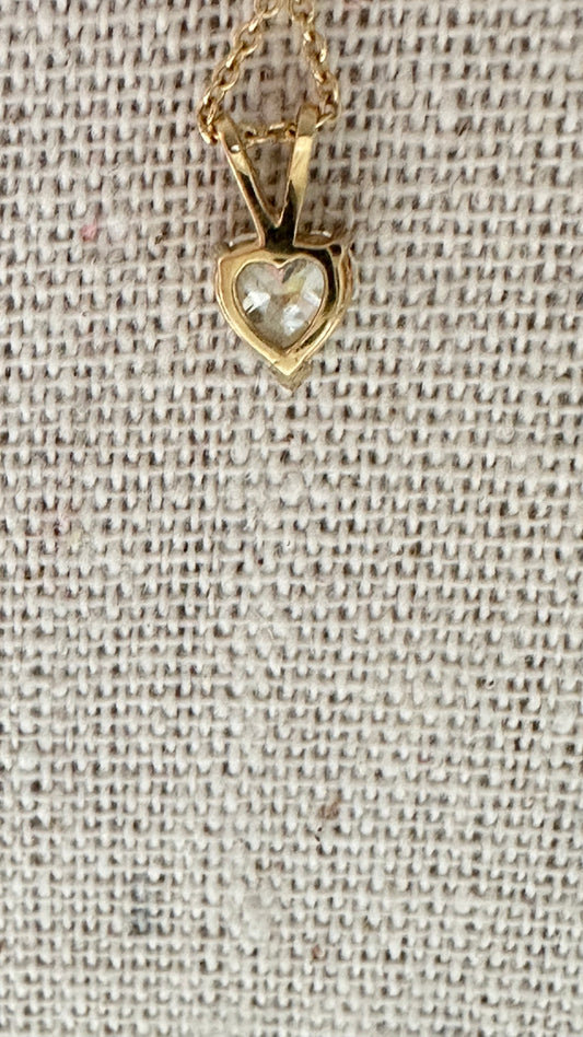 14k Heart Cut natural diamond solitaire necklace