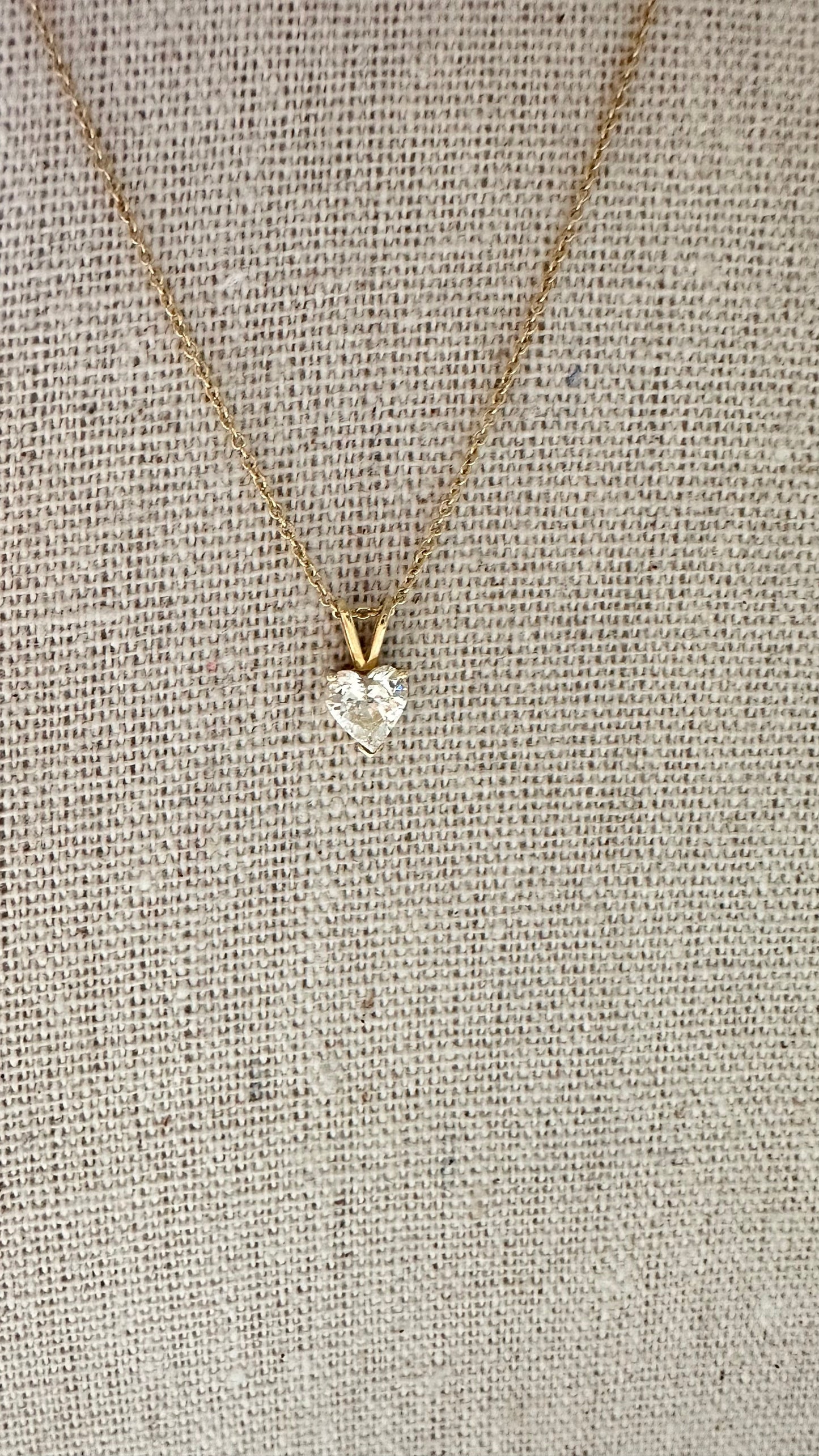 14k Heart Cut natural diamond solitaire necklace