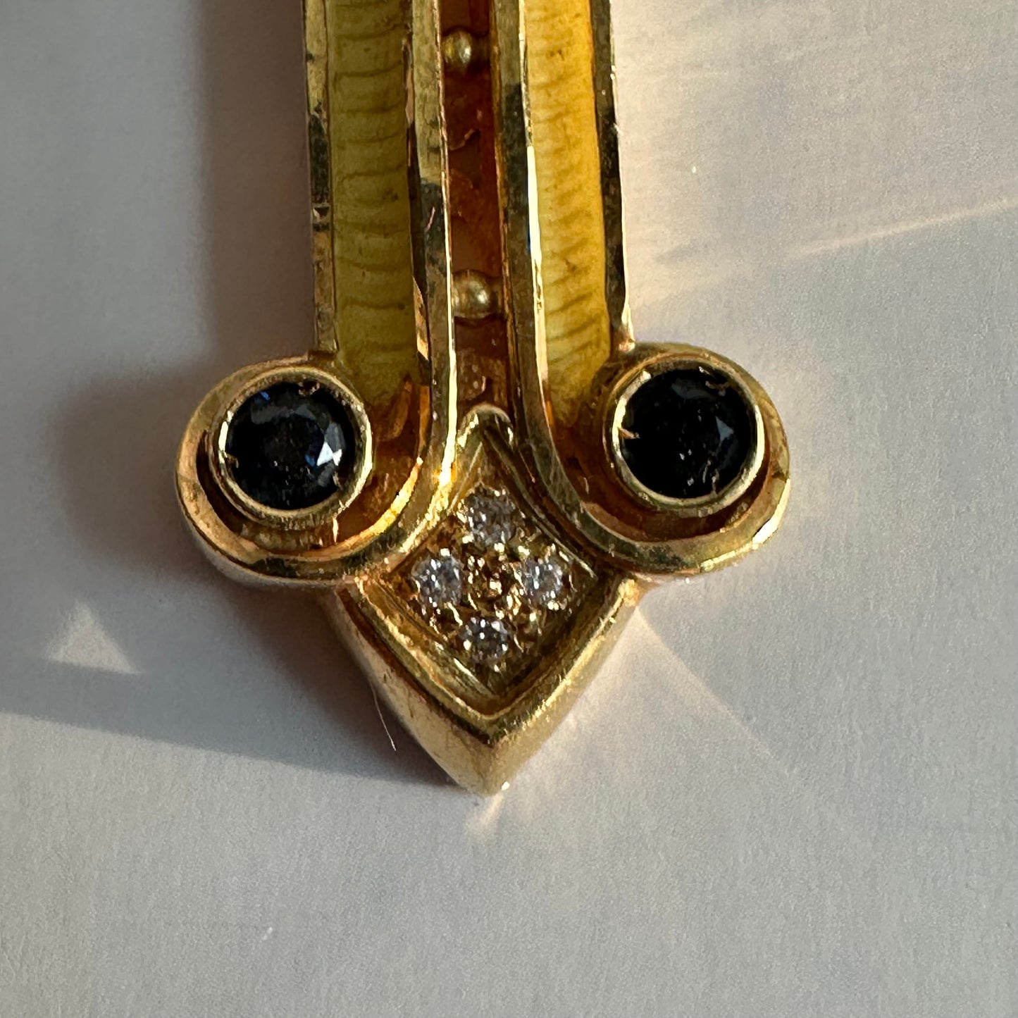 18K GOLD, SAPPHIRE, RUBY AND DIAMOND CROSS PENDANT