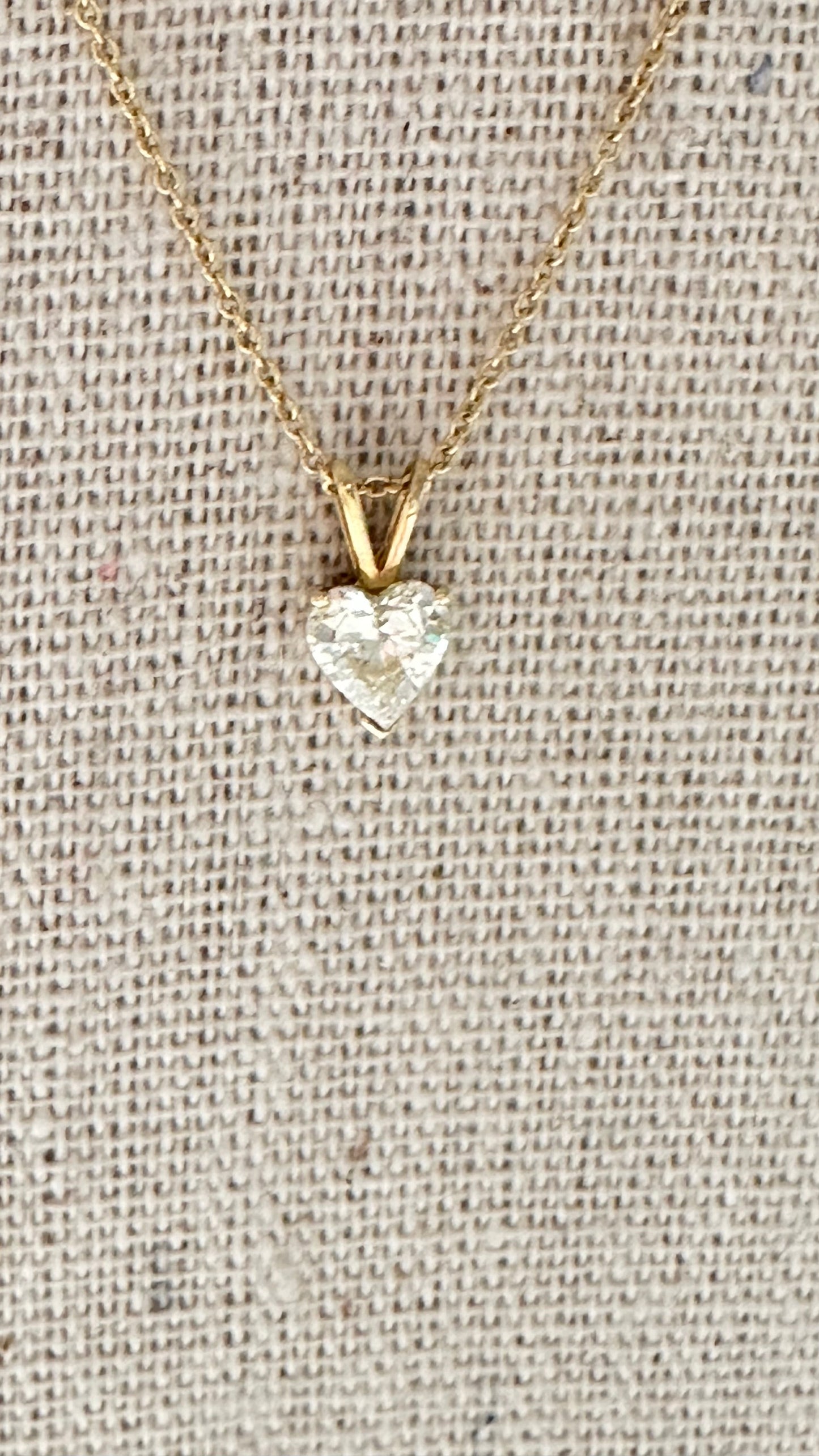 14k Heart Cut natural diamond solitaire necklace