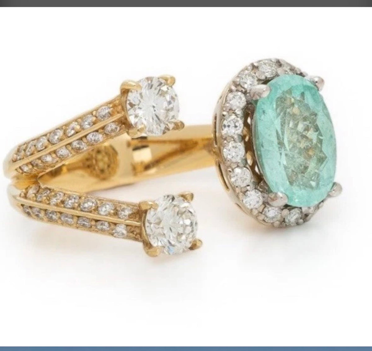 PARAIBA-TYPE TOURMALINE AND DIAMOND RING
