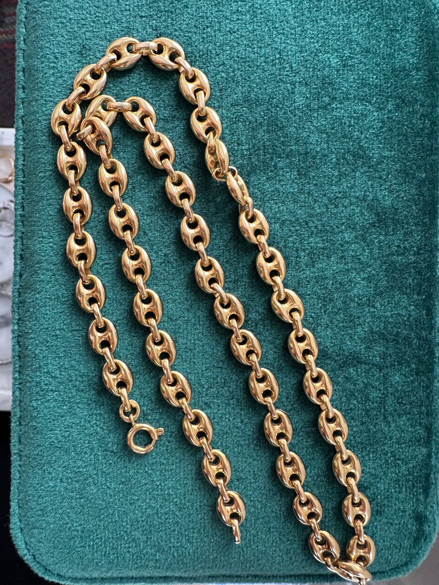 Vintage 18k Italian gold mariner puffy necklace 19.5”