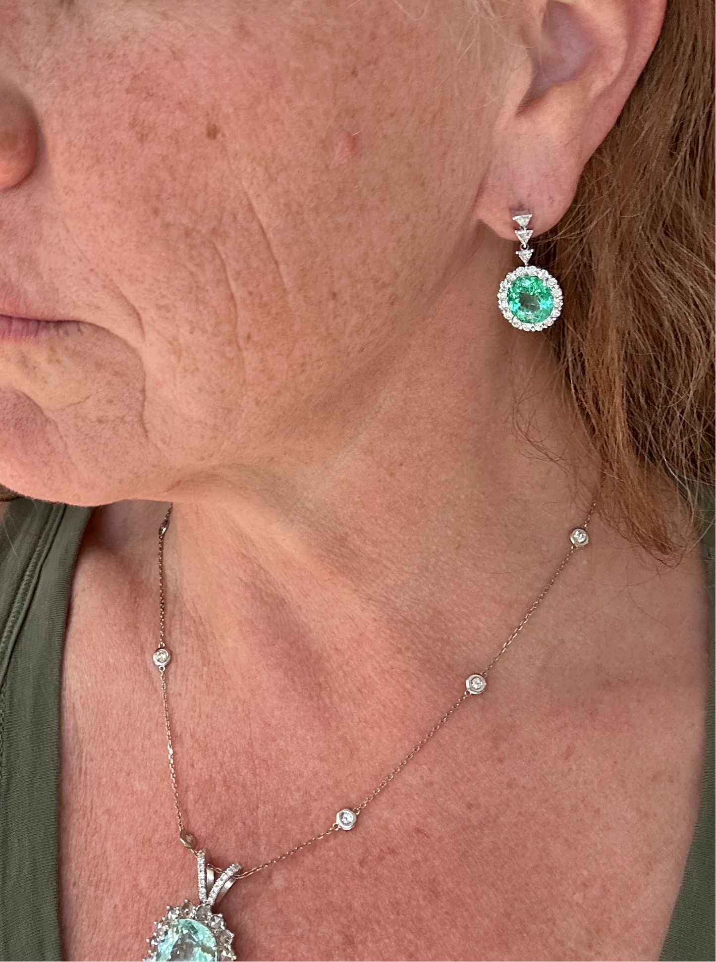 18k Paraiba and Diamond Earrings GIA