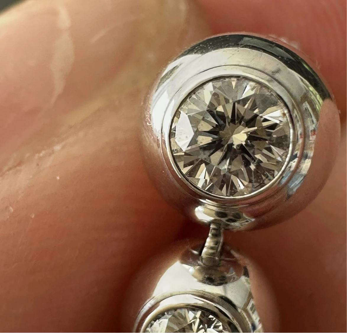 Vintage Cartier Pair of 18K White  Gold And  Diamond Earrings  Made In France