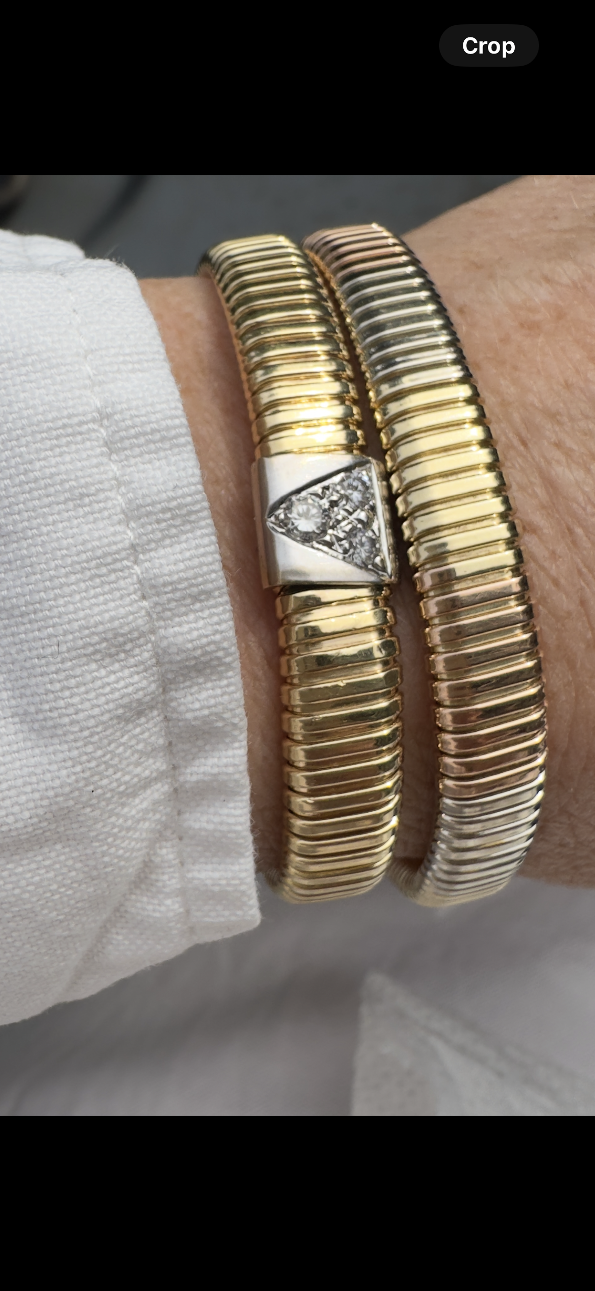 Vintage 14K Tubogas bracelet  with Diamond Accents – 7”
