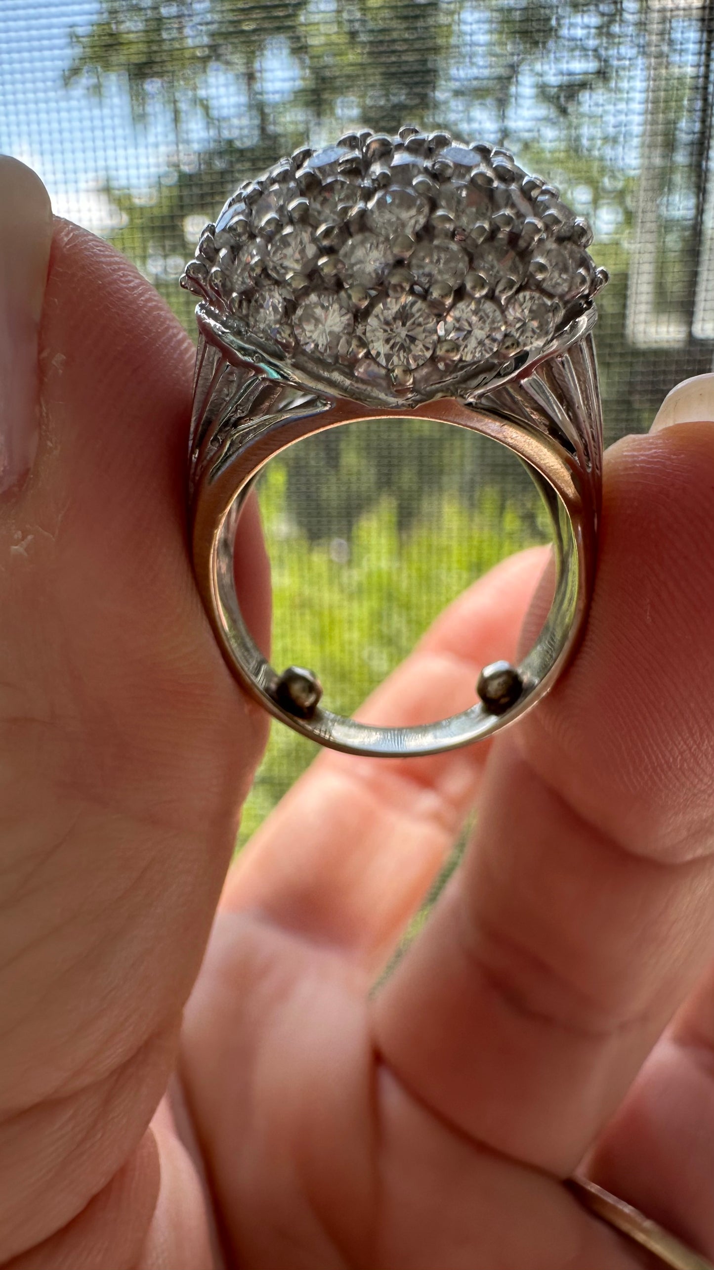 Vintage 14k Diamond Bombe Ring
