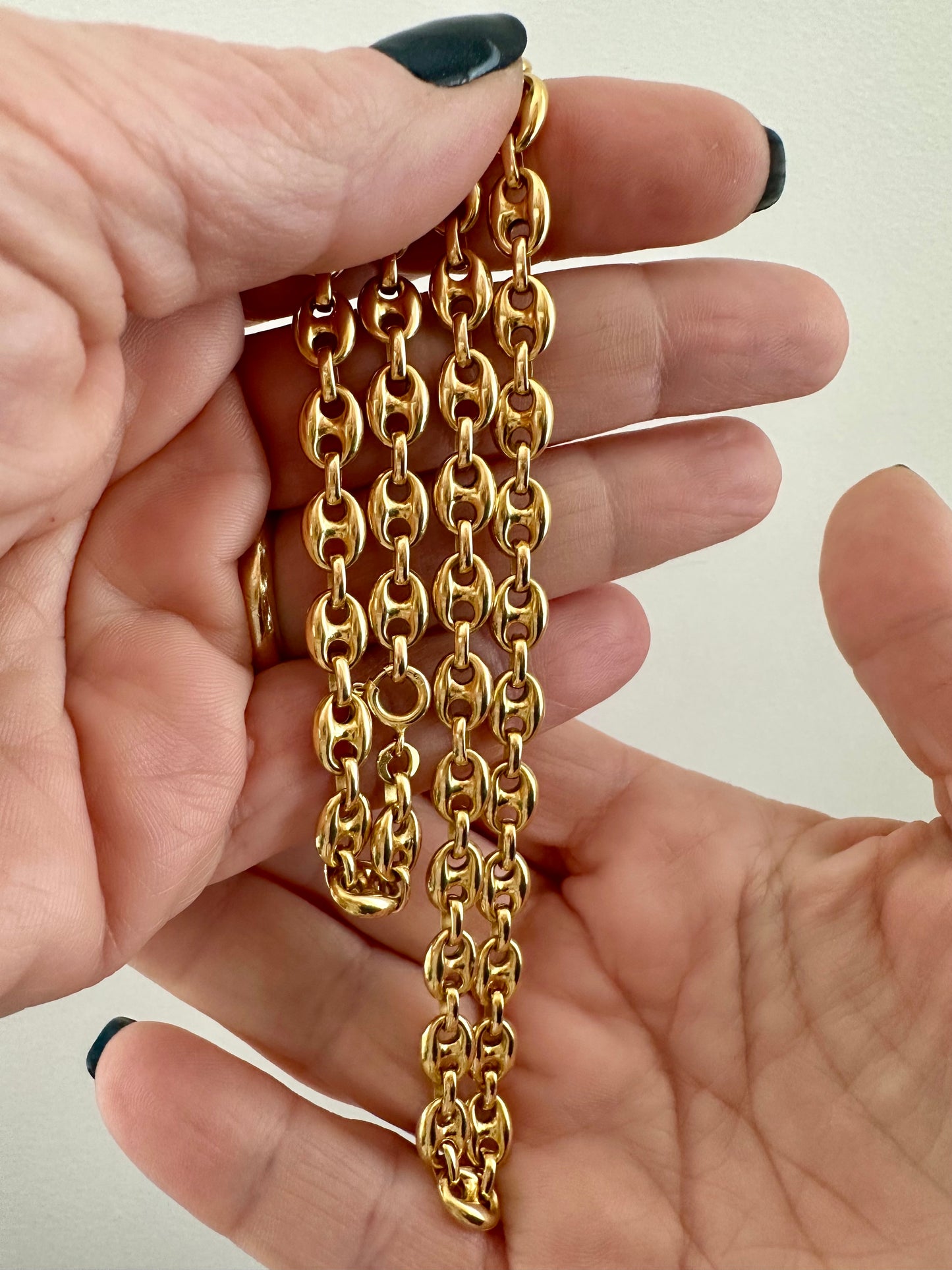 Vintage 18k Italian gold mariner puffy necklace 19.5”