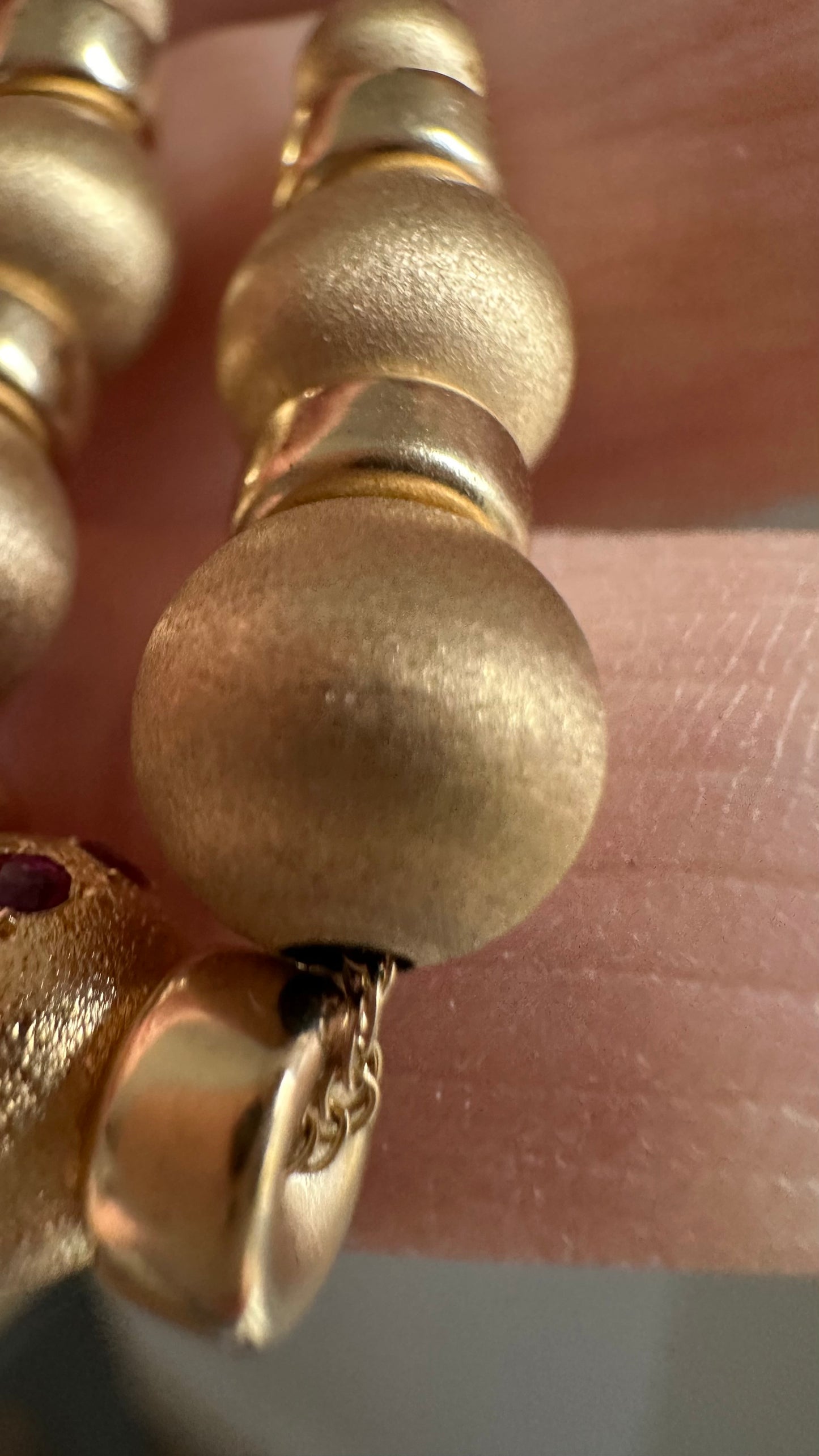 Vintage 14k gold beaded necklace with tourmalines