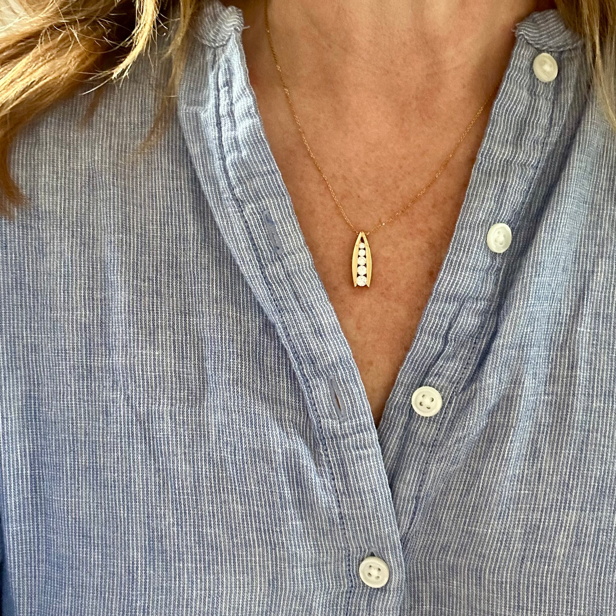 14k five stone diamond necklace