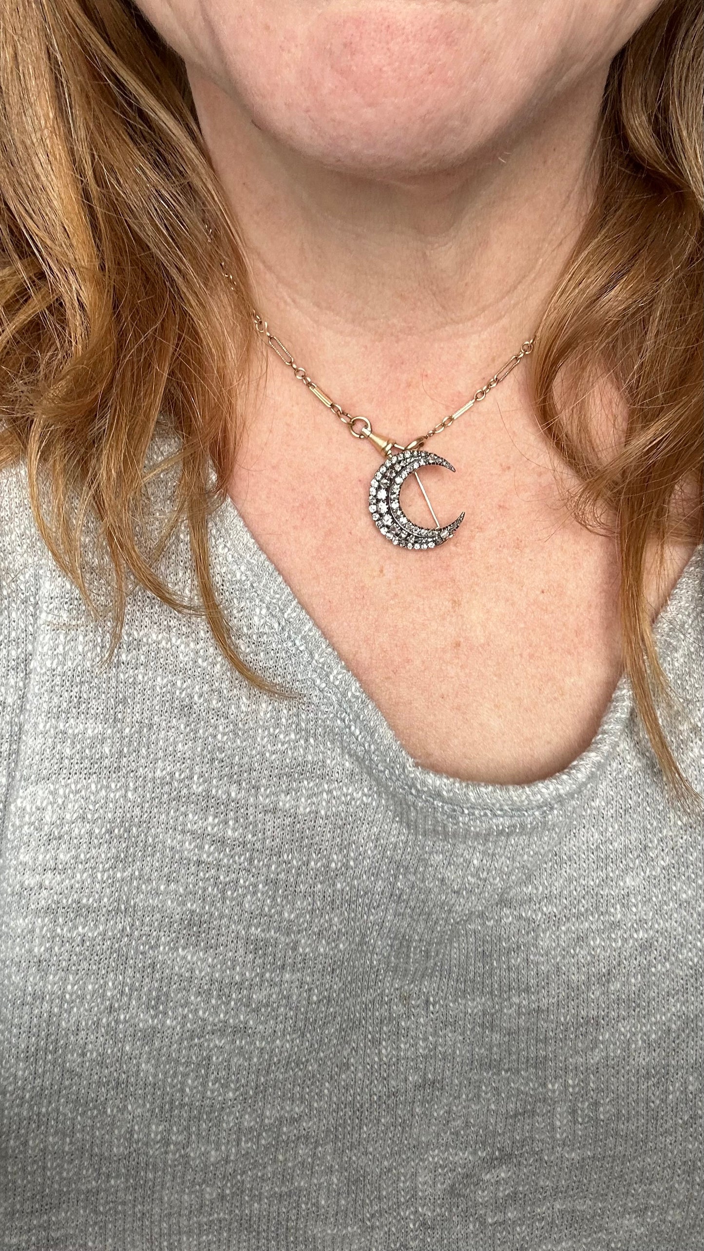 Victorian  diamond crescent brooch