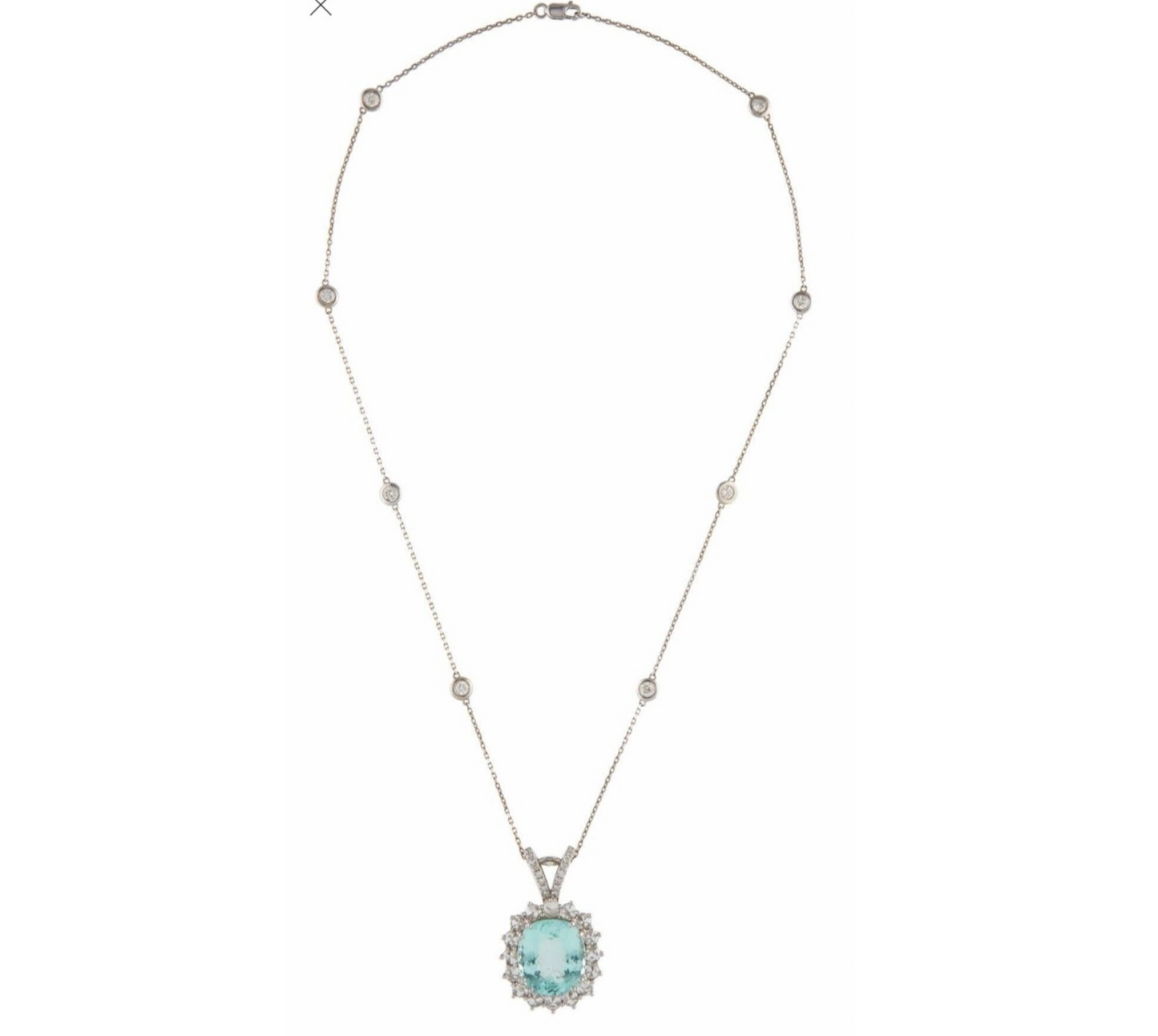 14K Gold 12.6 cttw Paraiba  & Diamond Pendant  Necklace  -Gia report