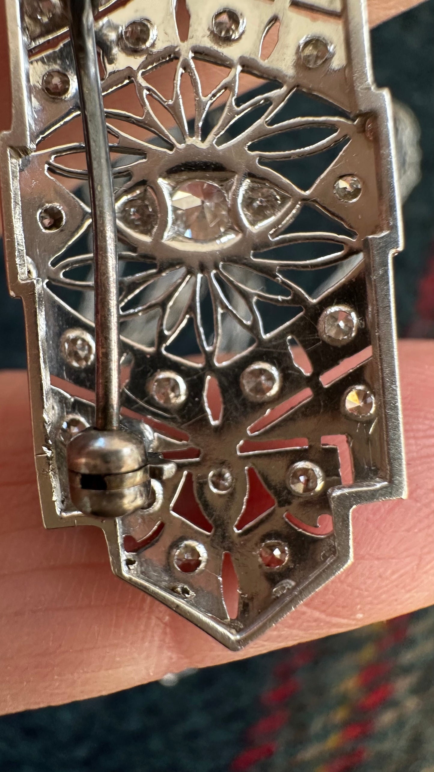 Art Deco Platnium and Diamond Pendant Brooch necklace