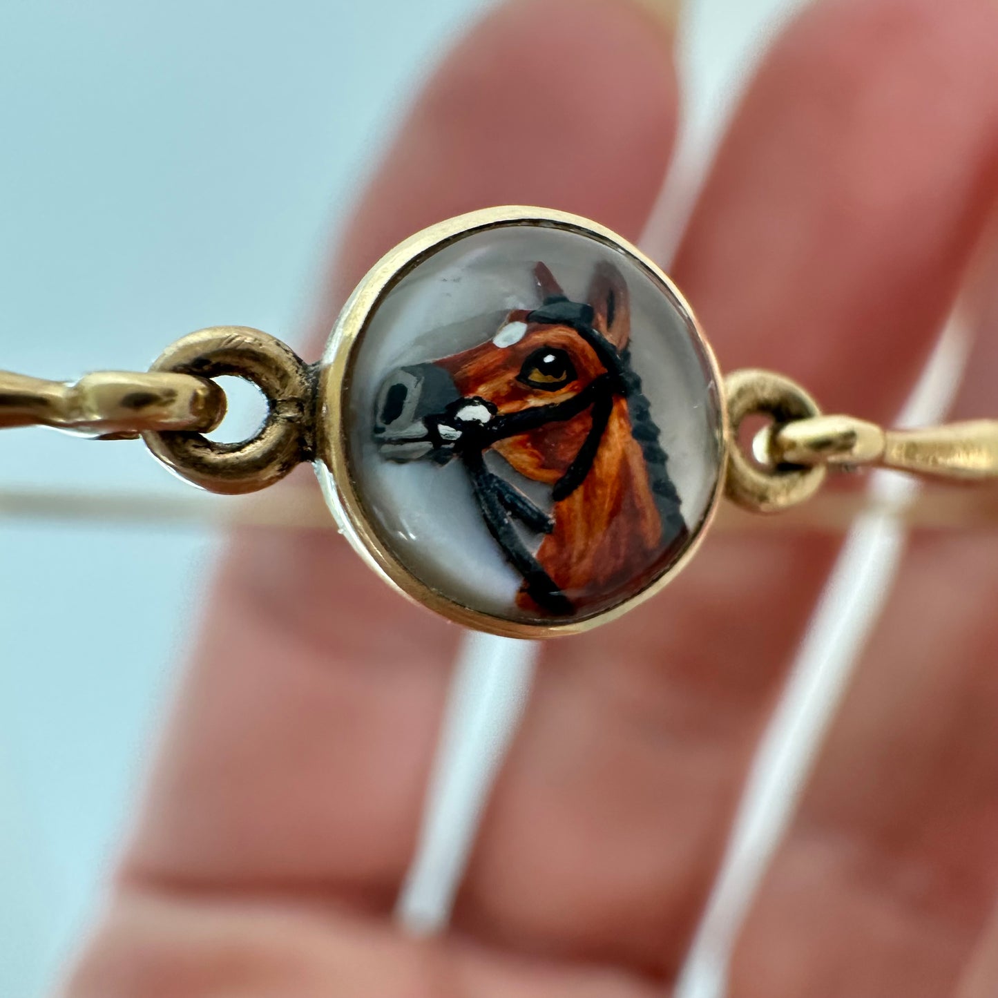 Antique reverse Essex crystal horse bracelet