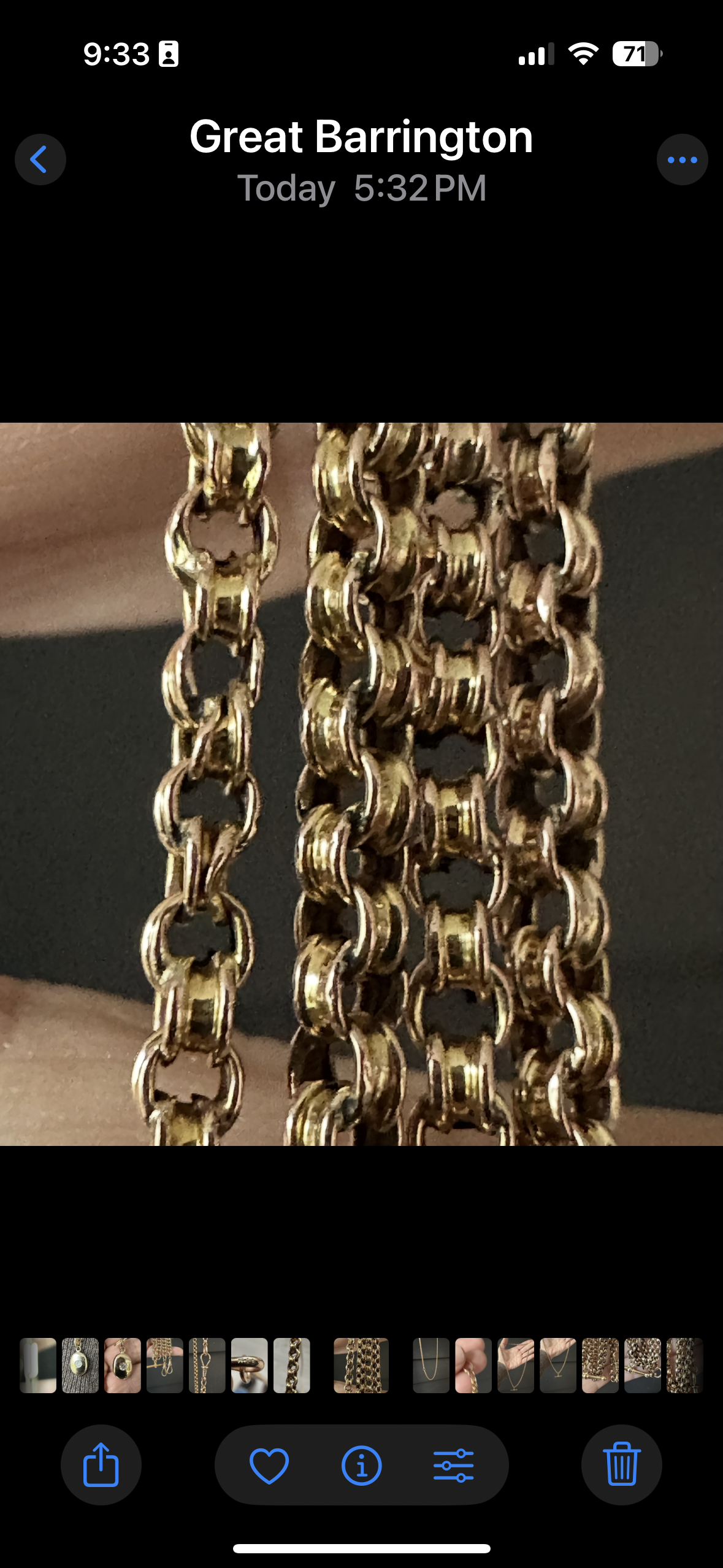 Antique 9ct Gold Ribbed Rolo Watch Chain – 28”  |  2.5 mm  Victorian / Edwardian Era