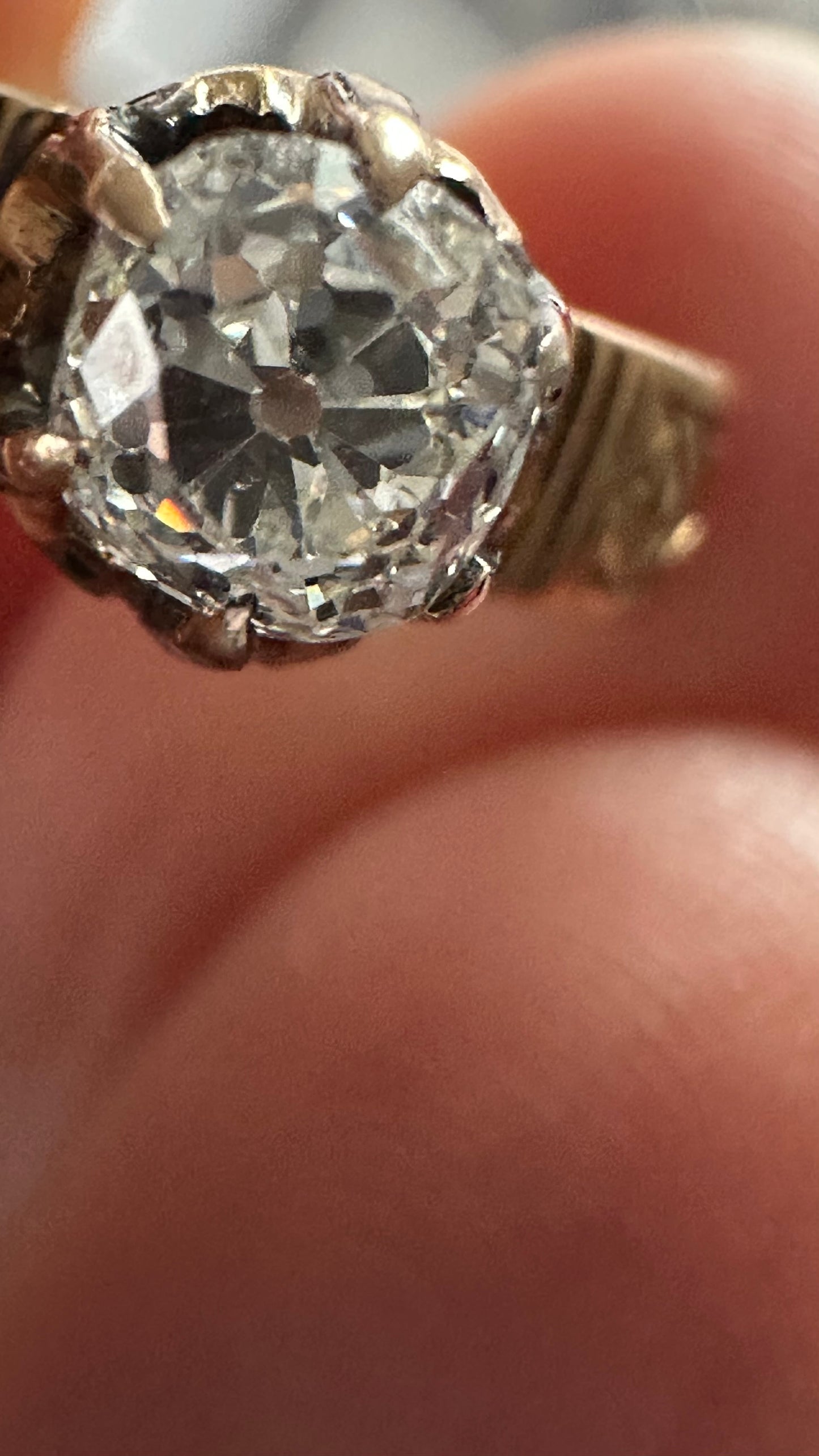 Antique Victorian 14k Gold 0.47 Ct Old Cushion Diamond Solitaire Engagement Ring