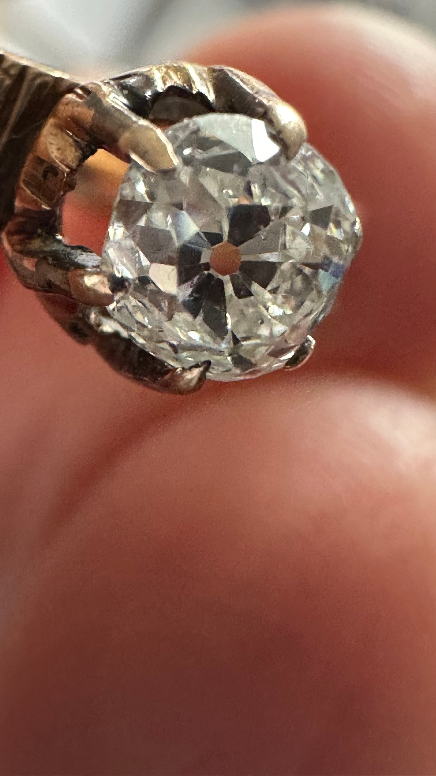 Antique Victorian 14k Gold 0.47 Ct Old Cushion Diamond Solitaire Engagement Ring