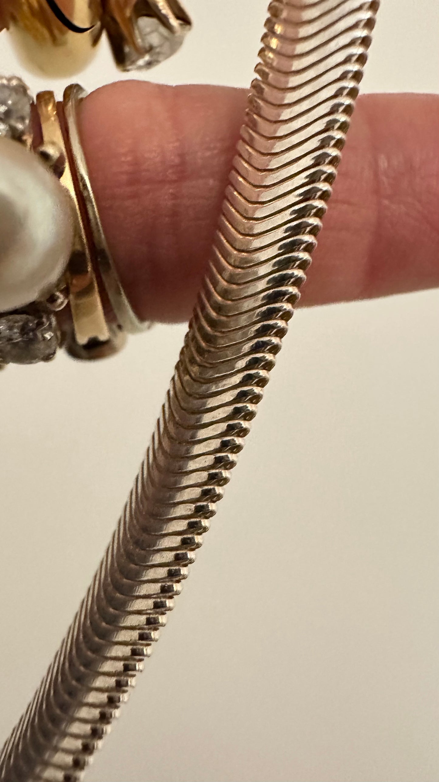 1990’s sterling snake wide 7.58mm 18.5” necklace