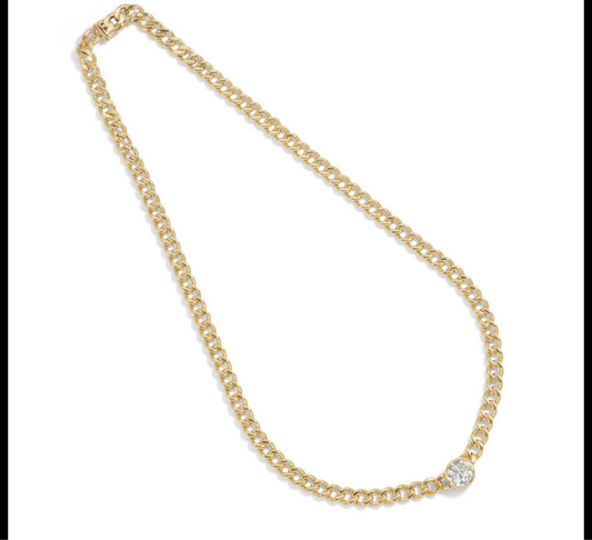 2 ct Old European Diamond On A Modern Curb Link Chain Necklace