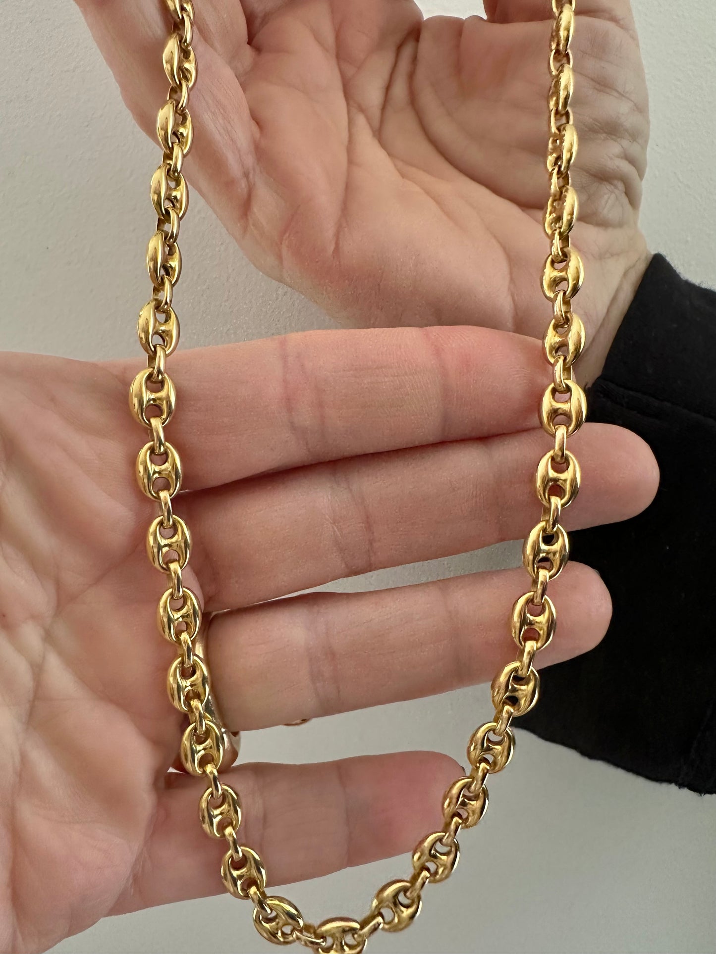 Vintage 18k Italian gold mariner puffy necklace 19.5”