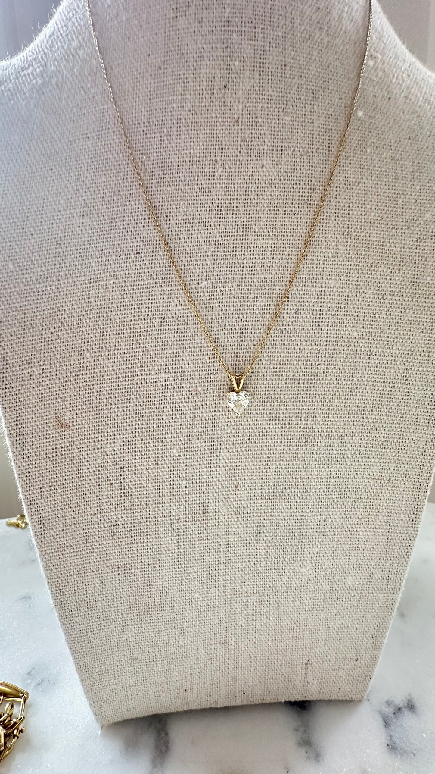 14k Heart Cut natural diamond solitaire necklace