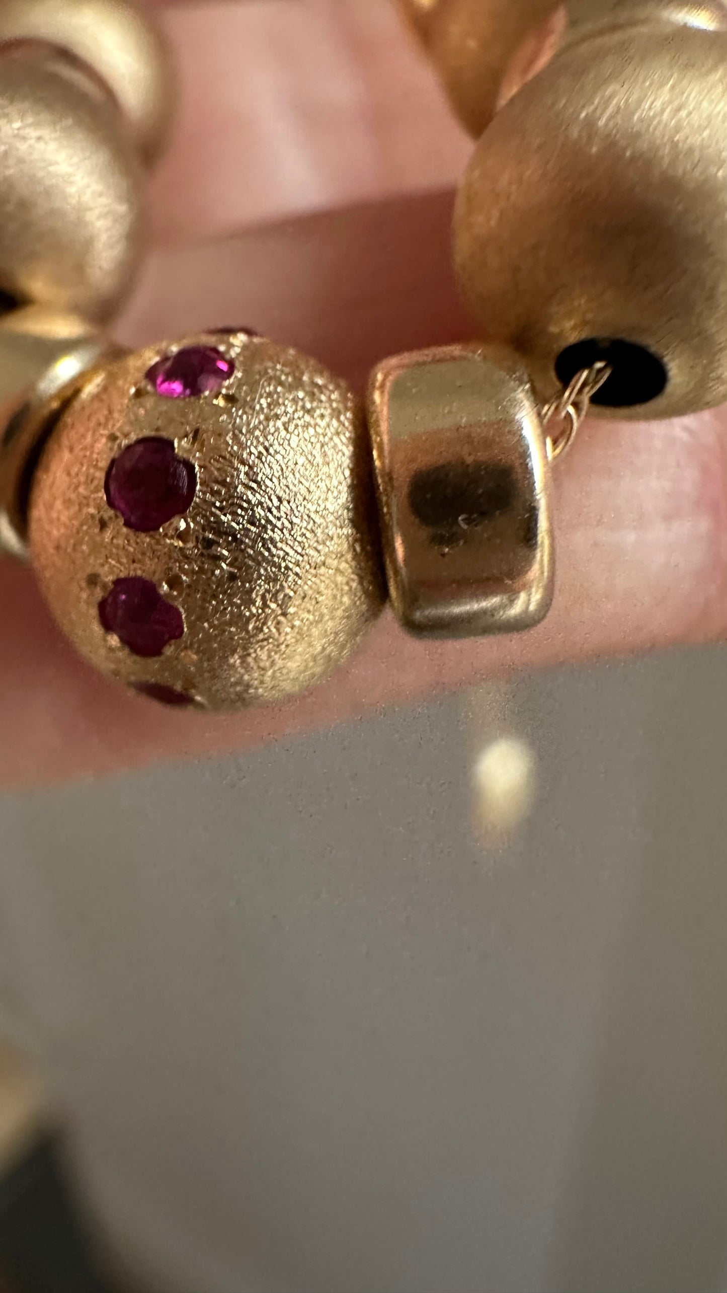 Vintage 14k gold beaded necklace with tourmalines