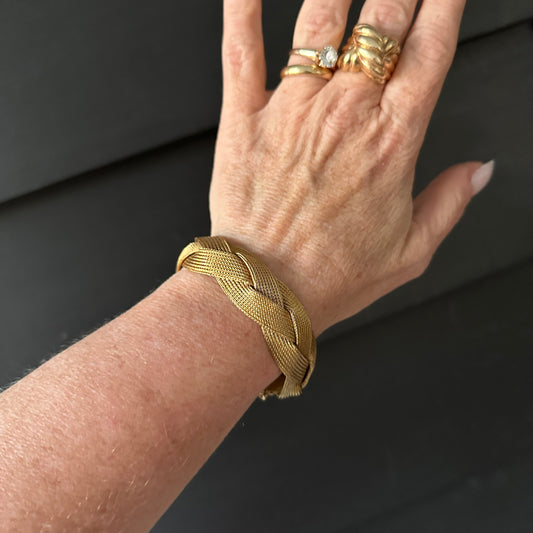 18k Italian woven braided gold bracelet 47.6 g