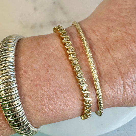 Vintage 14k diamond S tennis bracelet 1.4 cttw