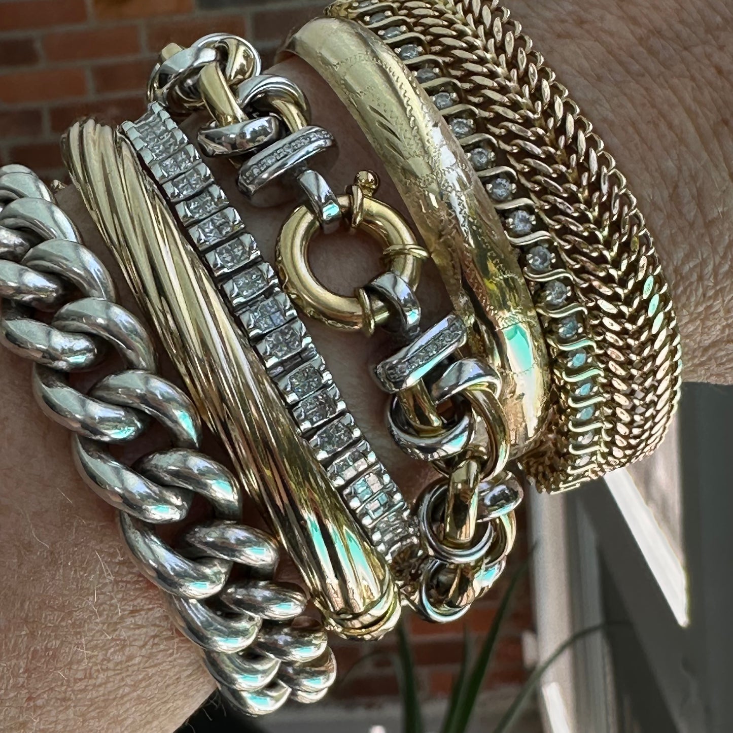 Chunky 8 inch puffy sterling bracelet