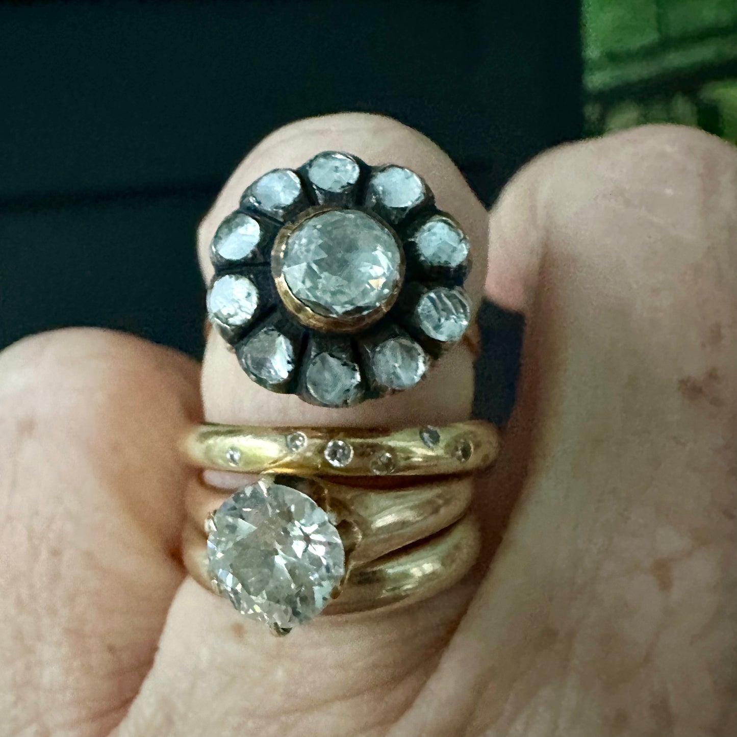 2.2 ct Antique Rose Cut Georgian diamond ring size 8