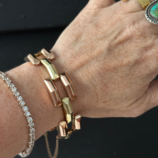 Retro Tank Bi Color 14k Gold Bracelet 29.19 G
