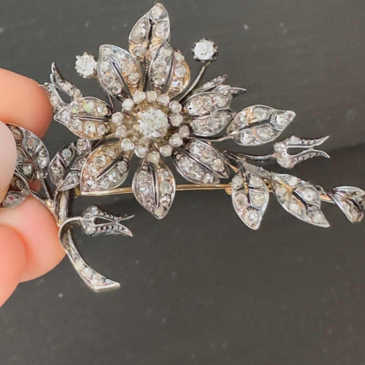 Victorian Diamond Flower Brooch Pendant 2.25-2.8 cttw